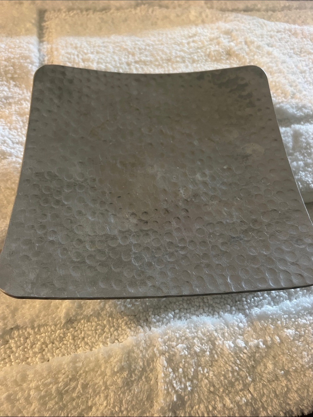 Source Unknown Hammered Metal Square Decorative Tray in Gray